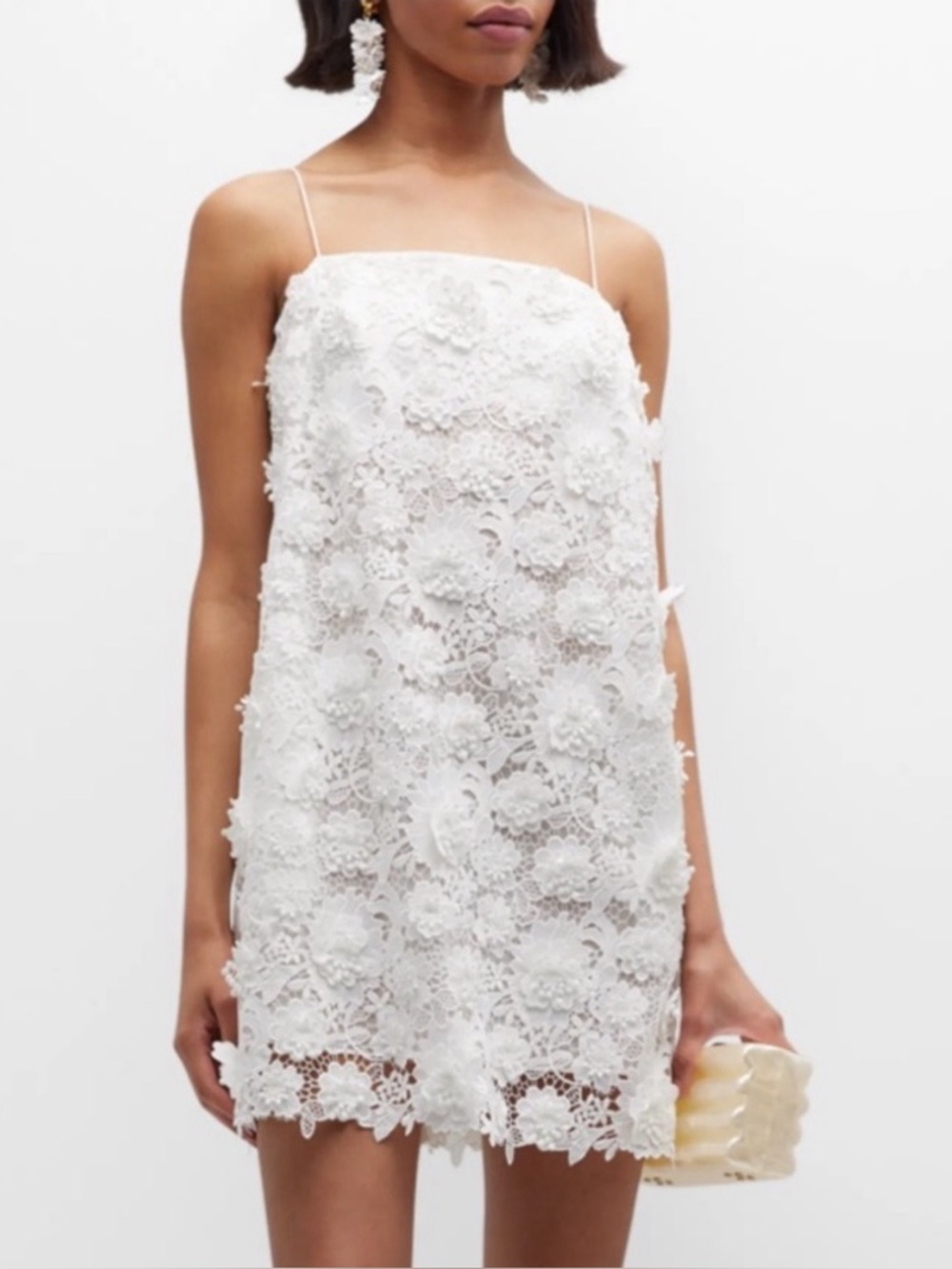 New w/Tags Zimmermann Raie Lace Flower Mini Dress White